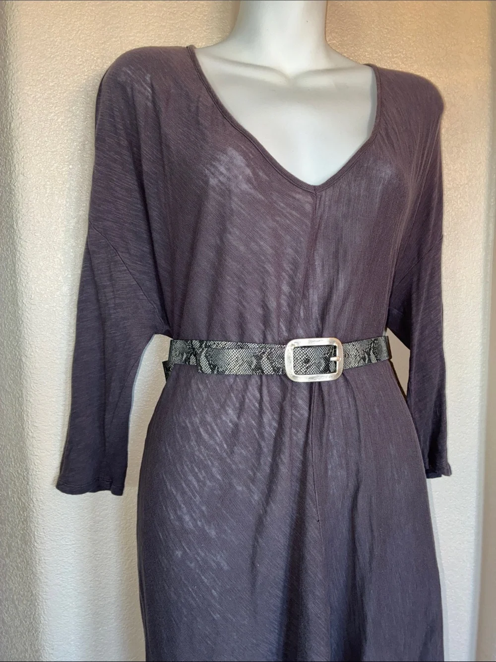 Streets Ahead belt, women's L, black and grey snake print, silver buckle. Euc